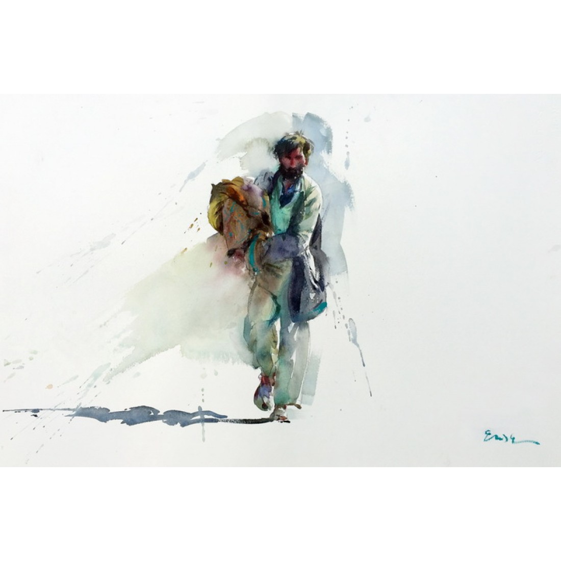 Eudes Correia Apressado Rushed 15 X 22 Inch Watercolor On Paper 
